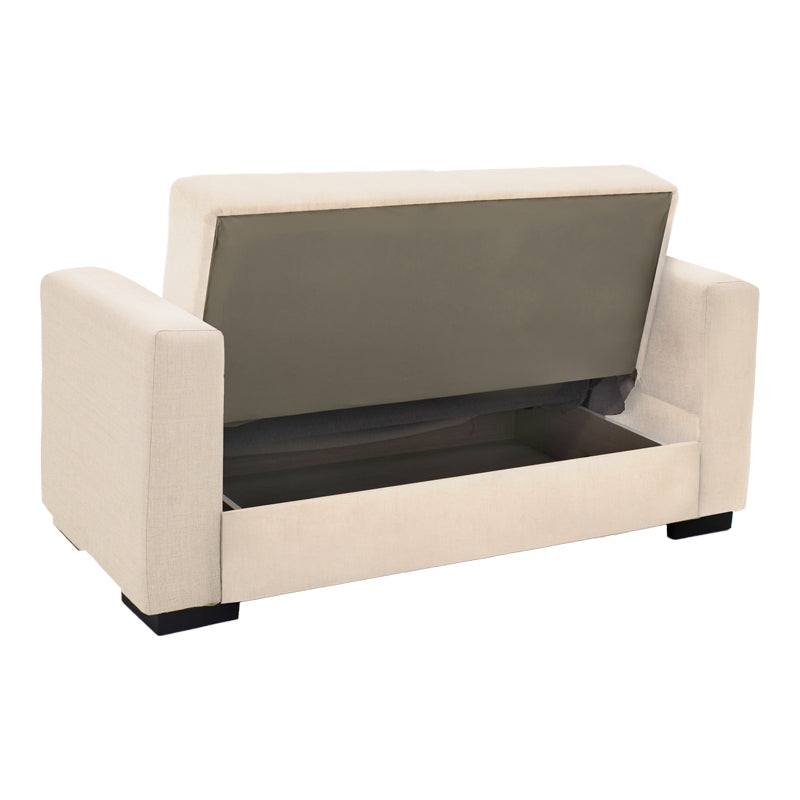 Canapea extensibila Vox, 2 locuri, cu spatiu de depozitare, Stofa, 150x84x83 cm - Bej