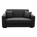Canapea extensibila Vox, 2 locuri, cu spatiu de depozitare, Stofa, 150x84x83 cm - Antracit