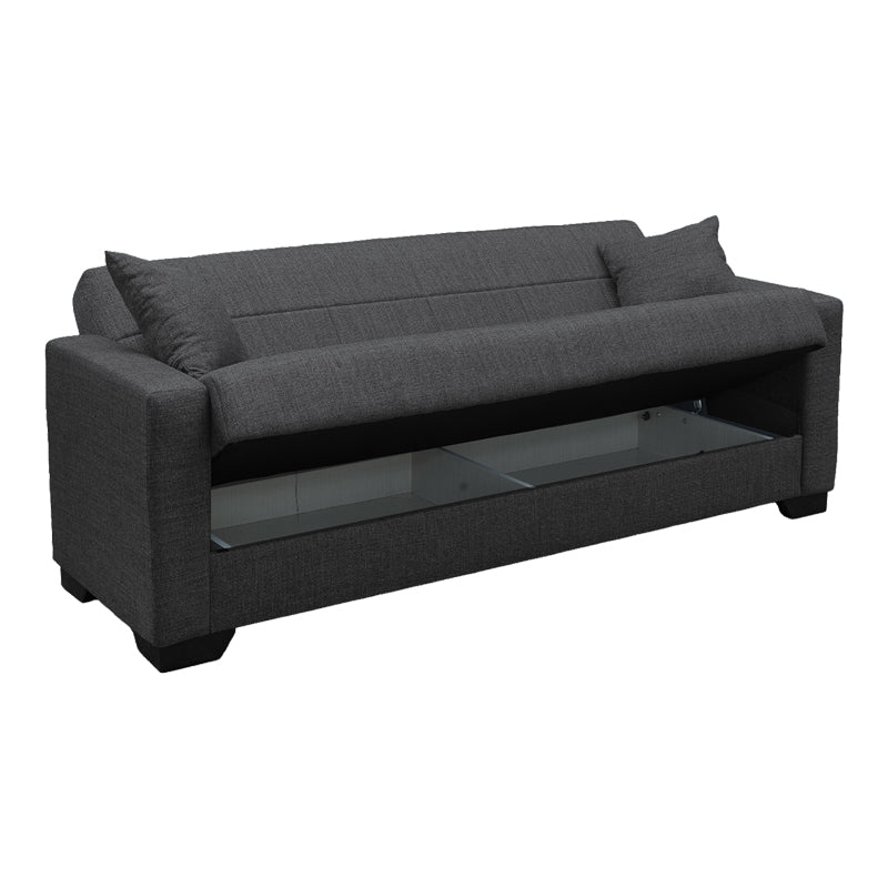 Canapea extensibila Vox, 3 locuri, cu spatiu de depozitare, Stofa, 210x84x83 cm - Gri