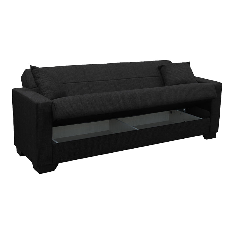 Canapea extensibila Vox, 3 locuri, cu spatiu de depozitare, Stofa, 210x84x83 cm - Antracit