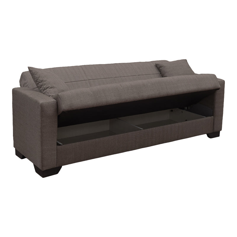Canapea extensibila Vox, 3 locuri, cu spatiu de depozitare, Stofa, 210x84x83 cm - Maro