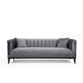Canapea Fixa cu 3 Locuri Trendy, Gri Inchis, 225 x 89 x 79 cm