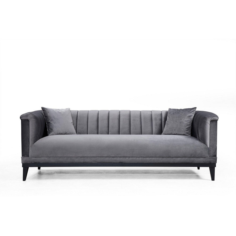 Canapea Fixa cu 3 Locuri Trendy, Gri Inchis, 225x89x79 cm