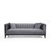 Canapea Fixa cu 3 Locuri Trendy, Gri Inchis, 225x89x79 cm