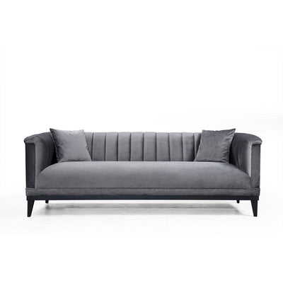 Canapea Fixa cu 3 Locuri Trendy, Gri Inchis, 225 x 89 x 79 cm