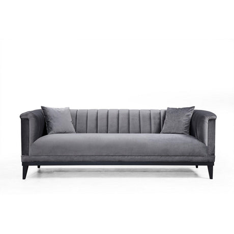 Canapea Fixa cu 3 Locuri Trendy, Gri Inchis, 225x89x79 cm