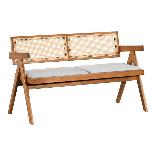 Canapea fixă Winslow, Light Walnut-Light Grey, 130x60x78 cm