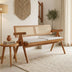 Canapea fixă Winslow, Light Walnut-Light Grey, 130x60x78 cm