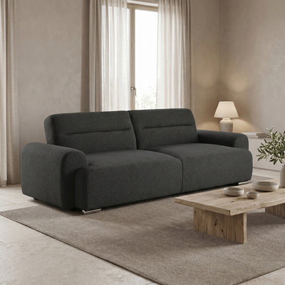 Canapea Harmonious, Stofa teddy, Antracit, 224x92x81 cm