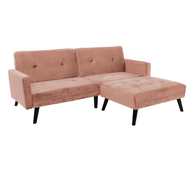 Canapea - pat Dream cu taburet din catifeaa marului putred 209x157x80 cm