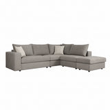 Canapea reversibila London stofa gri perne, gri deschis, 296x246x95 cm