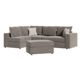 Canapea reversibila London stofa gri perne, gri deschis, 296x246x95 cm, imagine suplimentara
