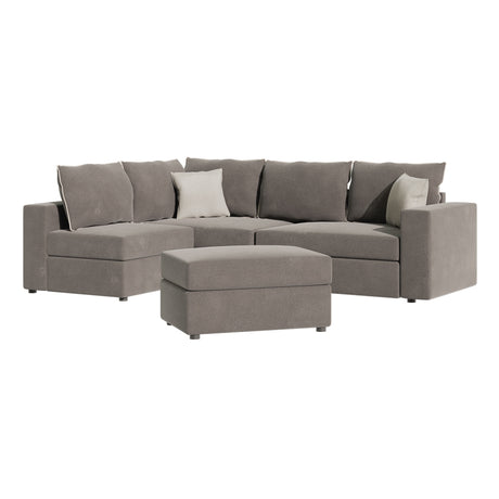 Canapea reversibila London stofa gri perne, gri deschis, 296x246x95 cm