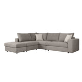 Canapea reversibila London stofa gri perne, gri deschis, 296x246x95 cm