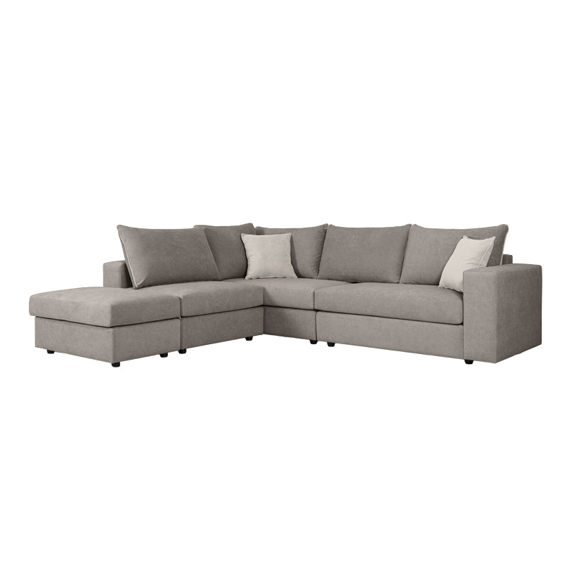 Canapea reversibila London stofa gri perne, gri deschis, 296x246x95 cm, detaliu produs