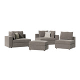 Canapea reversibila London stofa gri perne, gri deschis, 296x246x95 cm