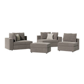 Canapea reversibila London stofa gri perne, gri deschis, 296x246x95 cm, perspectiva suplimentara