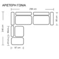 Canapea reversibila London stofa gri perne, gri deschis, 296x246x95 cm, foto produs 8