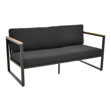 Canapea trei locuri cu structură metalică Aurelio, neagră, 192x74x63 cm