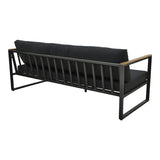 Canapea Aurelio, Metal, 3 locuri, 192x74x63 cm - Negru