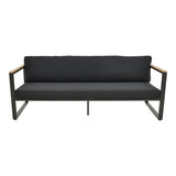 Canapea Aurelio, Metal, 3 locuri, 192x74x63 cm - Negru