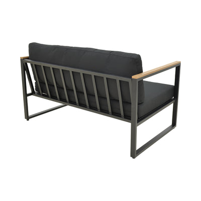 Canapea Two-seater sofa Aurelio, Negru, 130x74x63 cm Pakoworld, detaliu material si proportii, Canapea Fixa, culoare Negru, dimensiuni 130 74 63 cm