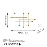 Cârlig de perete metalic Samara-A, Aur, 10x64x107 cm
