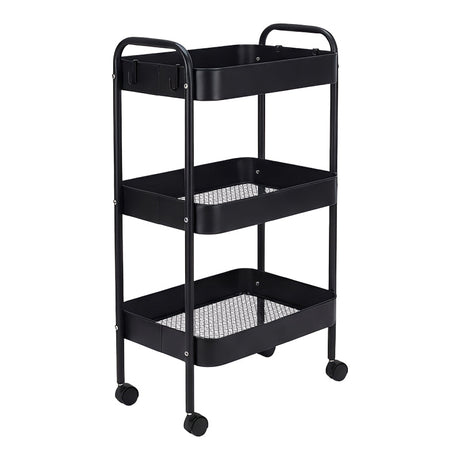 Carucior 3 Niveluri Nedea, Metal, Alb - Negru, 41x30x77 cm