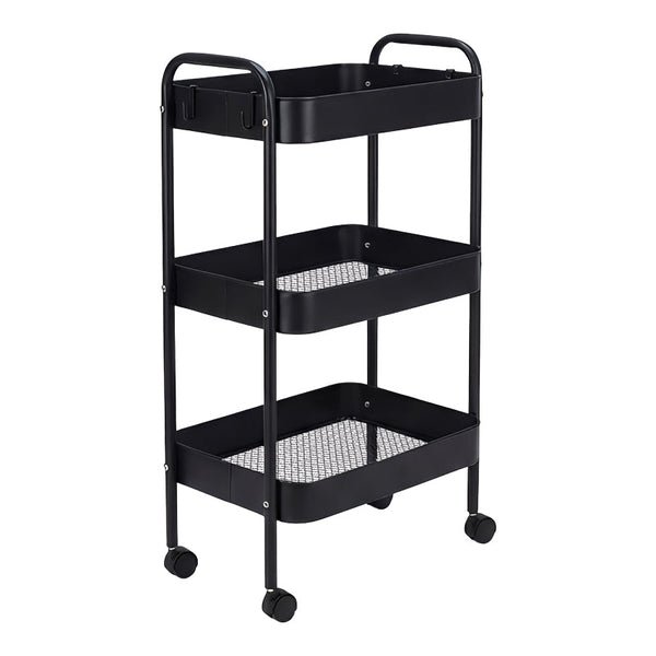 Carucior 3 Niveluri Nedea, Metal, Alb - Negru, 41x30x77 cm