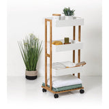 Carucior cu 4 niveluri Irene, lemn Natural, alb, 41x30x88 cm - Alb