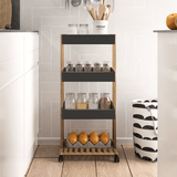 Carucior cu 4 niveluri Irene, lemn Natural, alb, 41x30x88 cm - Negru