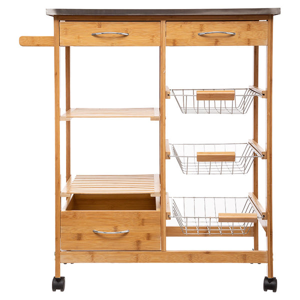 Caruicior cu 7 niveluri Esla bambus, alb Natural, 74x37x86 cm