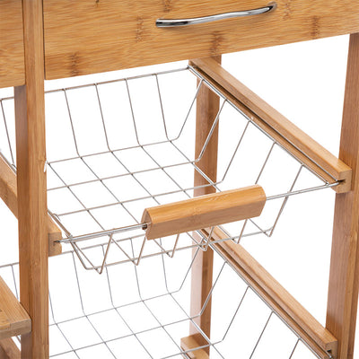 Caruicior cu 7 niveluri Esla bambus, alb Natural, 74x37x86 cm, detaliu produs