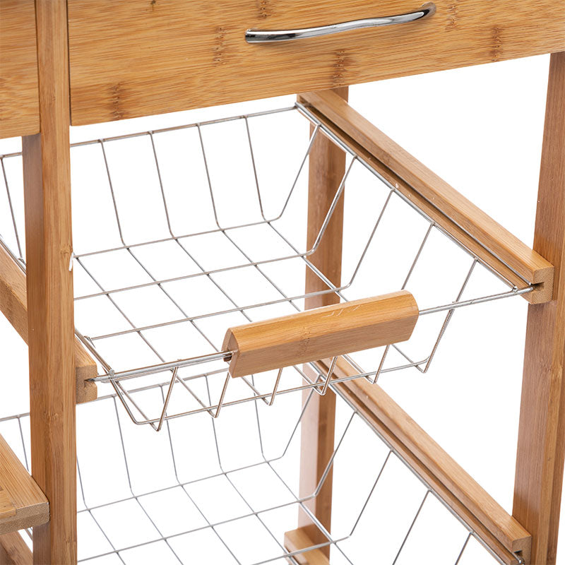 Caruicior cu 7 niveluri Esla bambus, alb Natural, 74x37x86 cm, detaliu produs