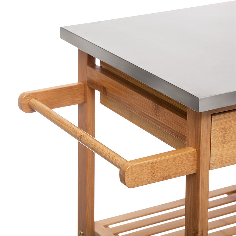 Caruicior cu 7 niveluri Esla bambus, alb Natural, 74x37x86 cm, perspectiva suplimentara