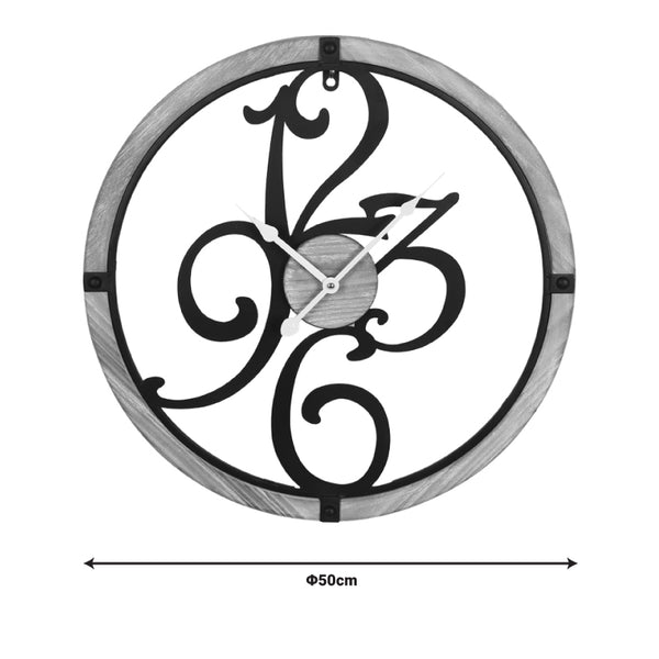 Ceas de perete Confu metal, neagra, 50x50 cm