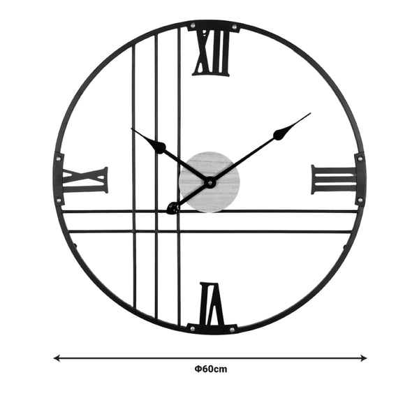 Ceas de perete Latine metal, neagra, 60x60 cm