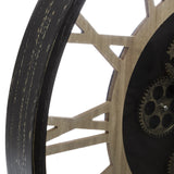 Ceas de perete Paul negru-metal Natural-mdf, D57x6 cm