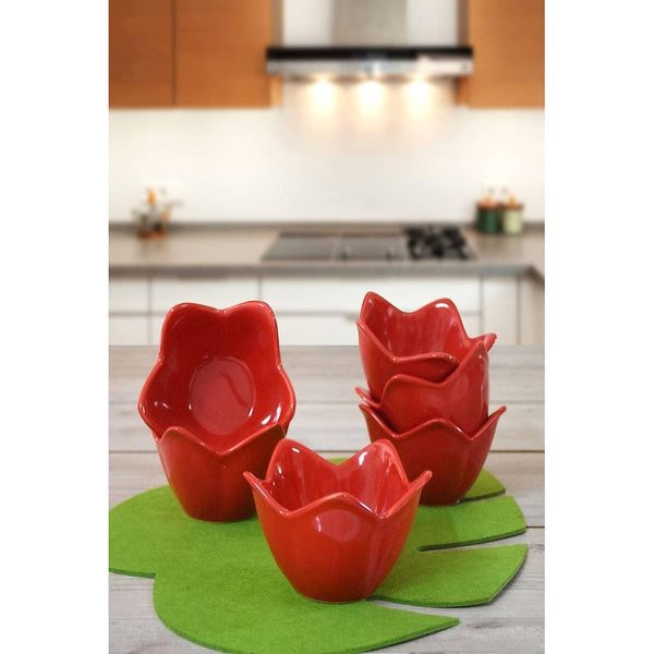 Ceramic Set Boluri (6 Piese) Red Lily, Roșu, 8x8x8 cm
