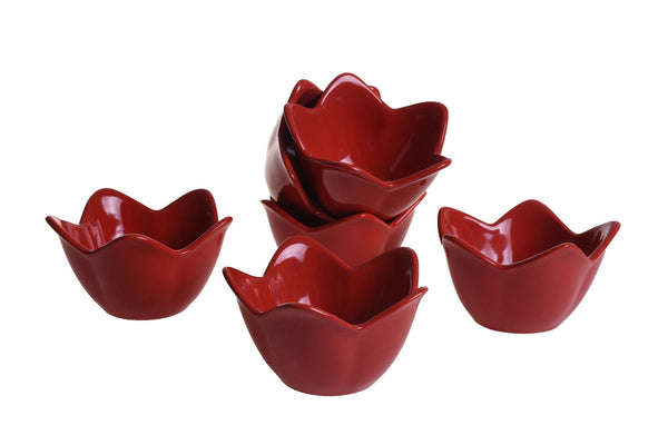 Ceramic Set Boluri (6 Piese) Red Lily, Roșu, 8x8x8 cm
