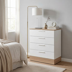 Comoda Adore Base, 4 sertare, Crem / Alb, 72x88x40 cm