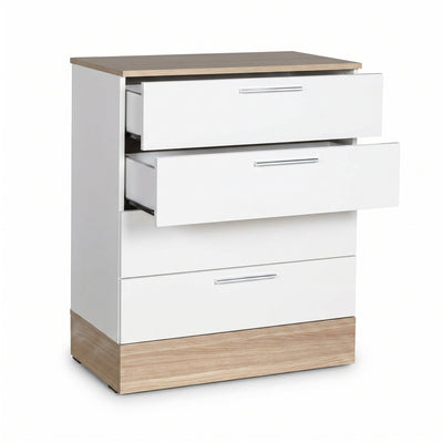 Comoda Adore Base, 4 sertare, Crem / Alb, 72 x 88 x 40 cm