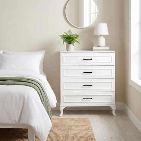 Comoda Adore Country, 4 sertare, Alb, 90 x 89 x 45 cm