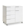 Comoda Adore Diamond, 1 usa, 5 sertare, cu rotile, Alb Lucios, 85 x 44 x 81 cm