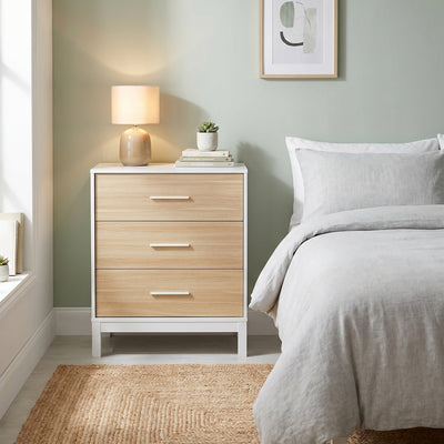 Comoda Adore London, 3 sertare, Alb - Stejar, 73x88x45 cm, imagine suplimentara