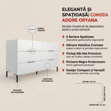 Comoda Adore Oryana, 3 sertare, Alb - Nuc, 140x81x44 cm - Alb