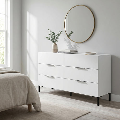 Comoda Adore Oryana, 3 sertare, Alb - Nuc, 140 x 81 x 44 cm