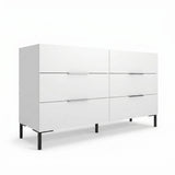 Comoda Adore Oryana, 3 sertare, Alb - Nuc, 140x81x44 cm - Alb