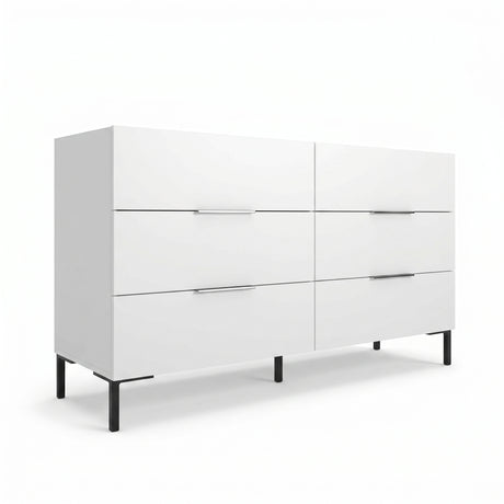 Comoda Adore Oryana, 3 sertare, Alb - Nuc, 140 x 81 x 44 cm