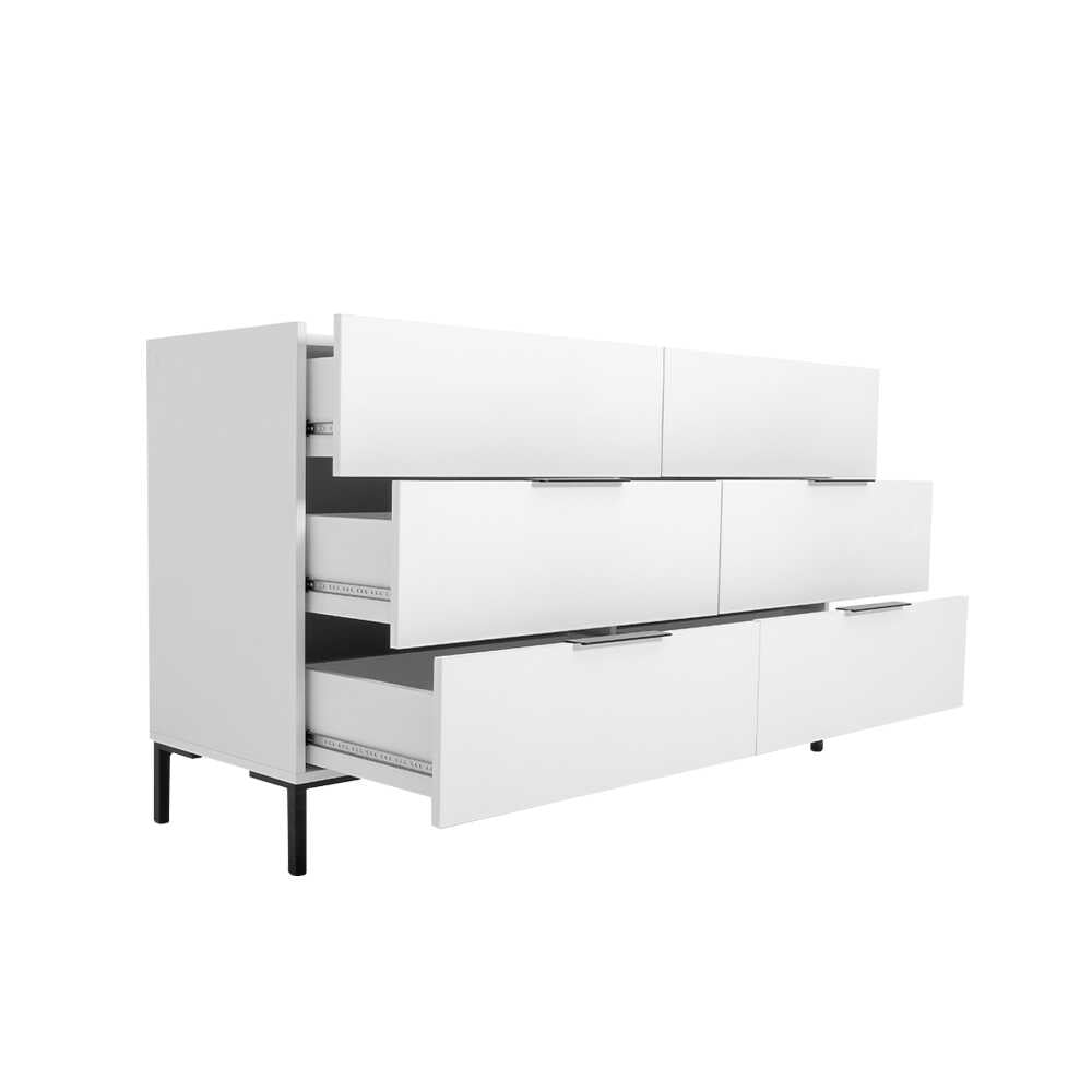 Comoda Adore Oryana, 3 sertare, Alb - Nuc, 140x81x44 cm - Alb